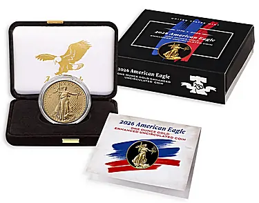  22-karat coin is encapsulated and placed in a stylish clamshell and classic black presentation case with the United States Mint seal on the lid