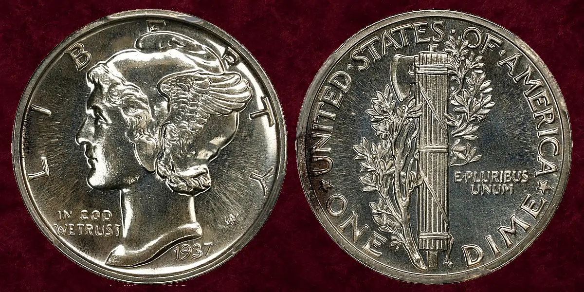PCGS Proof-67 1937 Mercury dimes