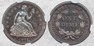 1841 No Drapery Dime: The Two-Coin Proof Mystery Behind the Newman Specimen 1841 Liberty Seated Dime. No Drapery (Drapery Removed). JD-1, Fortin-101. Rarity-8. Proof-67+ (NGC). CAC.