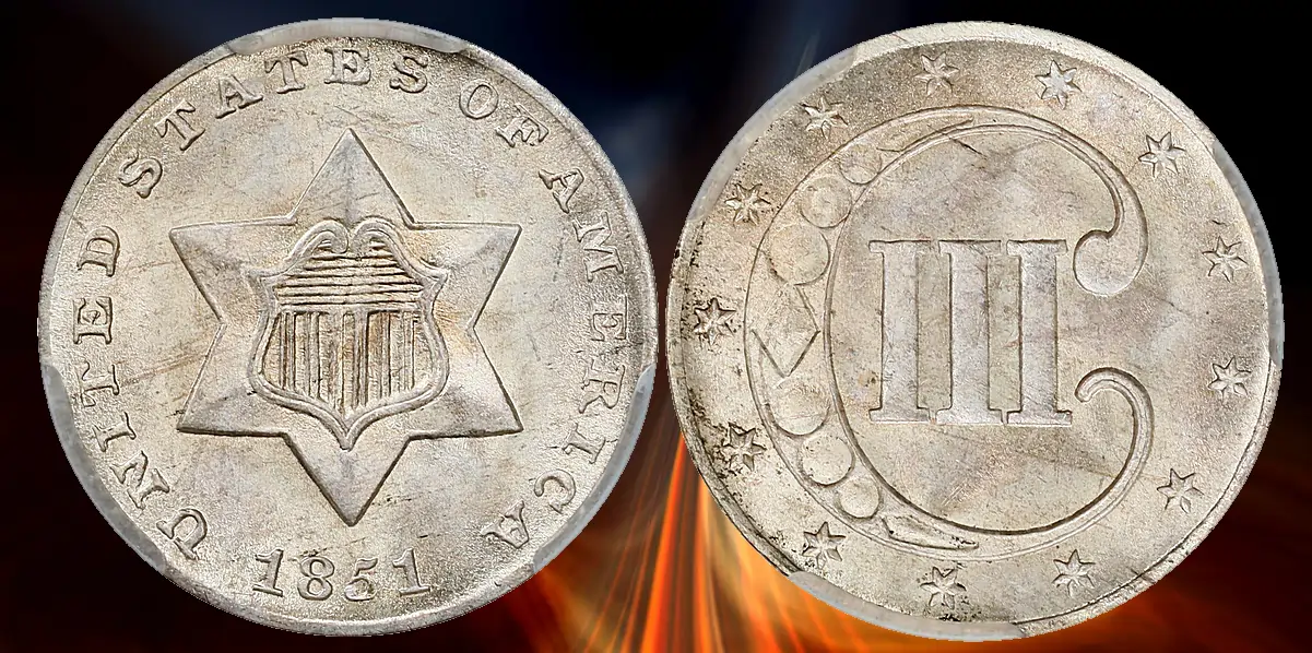 1851 Silver Three-Cent Piece. MS-67 (CACG).
