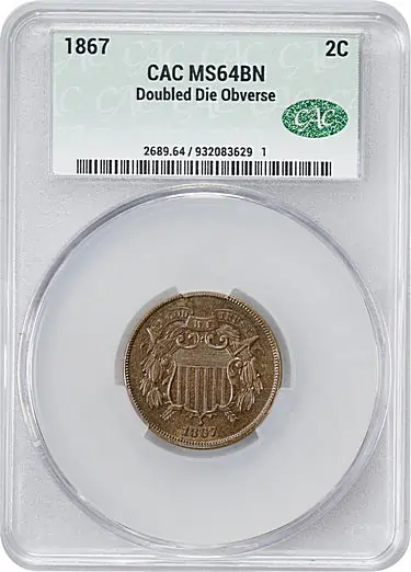 1867 Two Cent DDO, CACG 64 BN