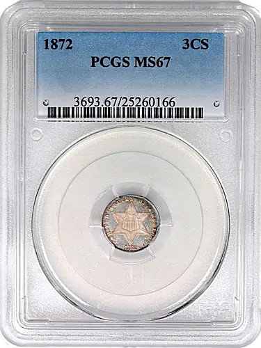 1872 Silver Three-Cent Piece. MS-67 (PCGS).