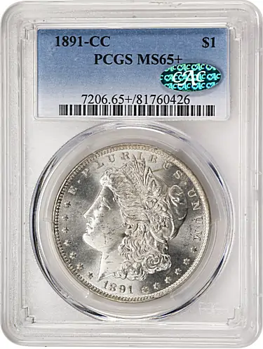 1891-CC Morgan Silver Dollar. MS-65+ (PCGS). CAC.