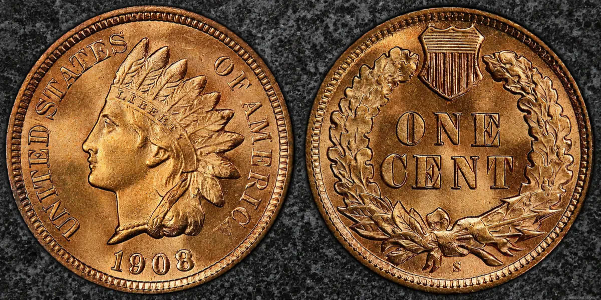 1908-S Indian Cent, MS67 RedFirst San Francisco Minor Coinage