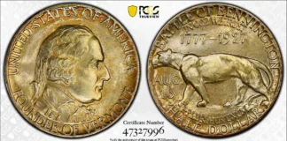 1927 Vermont Half Dollar: A Near-Perfect Wildcat Heads to Stack’s Bowers 1927 Vermont Sesquicentennial. MS-67+ (PCGS). CAC. CMQ.