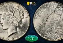 1928 Peace Dollar PCGS 66+ with CAC Sticker