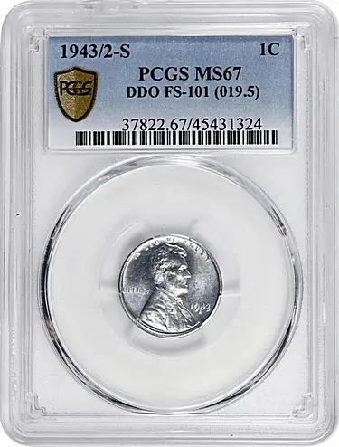 1943/2-S Lincoln Cent. FS-101. Doubled Die Obverse. MS-67 (PCGS).