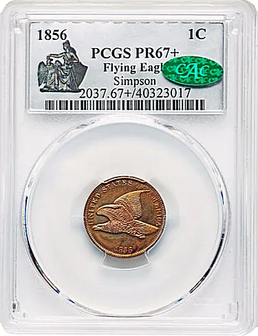 1856 Flying Eagle Cent, PR67+ Snow-3, Original Striking CAC-Approved Quality