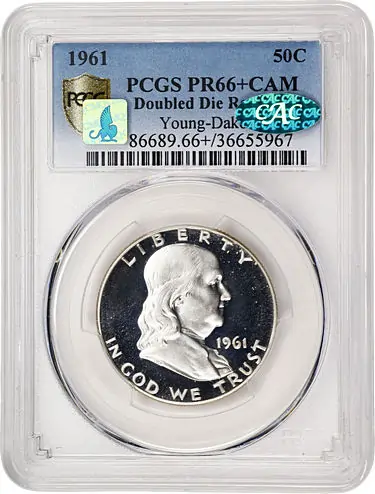 1961 Franklin Half Dollar. FS-801. Doubled Die Reverse. Proof-66+ Cameo (PCGS). CAC. CMQ.