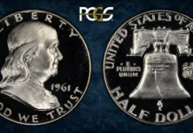 1961 Franklin Half Dollar FS-801: The Red Book Doubled Die With a Cameo Secret 1961 Franklin Half Dollar. FS-801. Doubled Die Reverse. Proof-66+ Cameo (PCGS). CAC. CMQ.