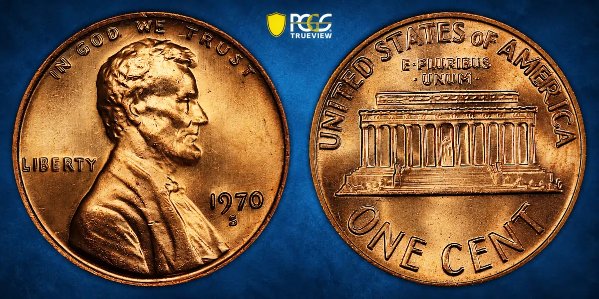 1970-S Lincoln Cent. Large Date. FS-101. Doubled Die Obverse. MS-66 RD (PCGS). CAC.