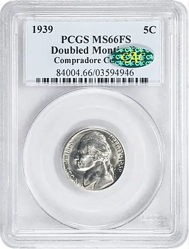 1939 Jefferson Nickel. FS-801. Doubled Die Reverse, Doubled Monticello. MS-66 FS (PCGS). CAC.