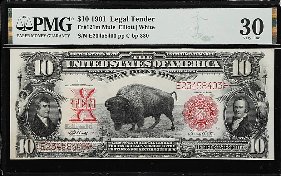 Fr. 121m. 1901 $10 Legal Tender Note. PMG Very Fine 30.