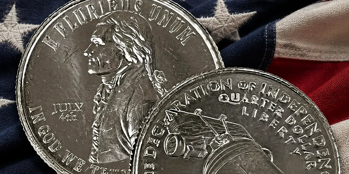 2026 Declaration of Independence quarters with a “July 4th” privy mark