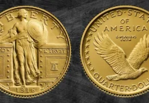 Best of the Mint 1916 Standing Liberty Quarter Dollar Gold Coin and Silver Medal Set