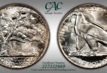 1935 Connecticut Commemorative Half Dollar, MS-66 CACG