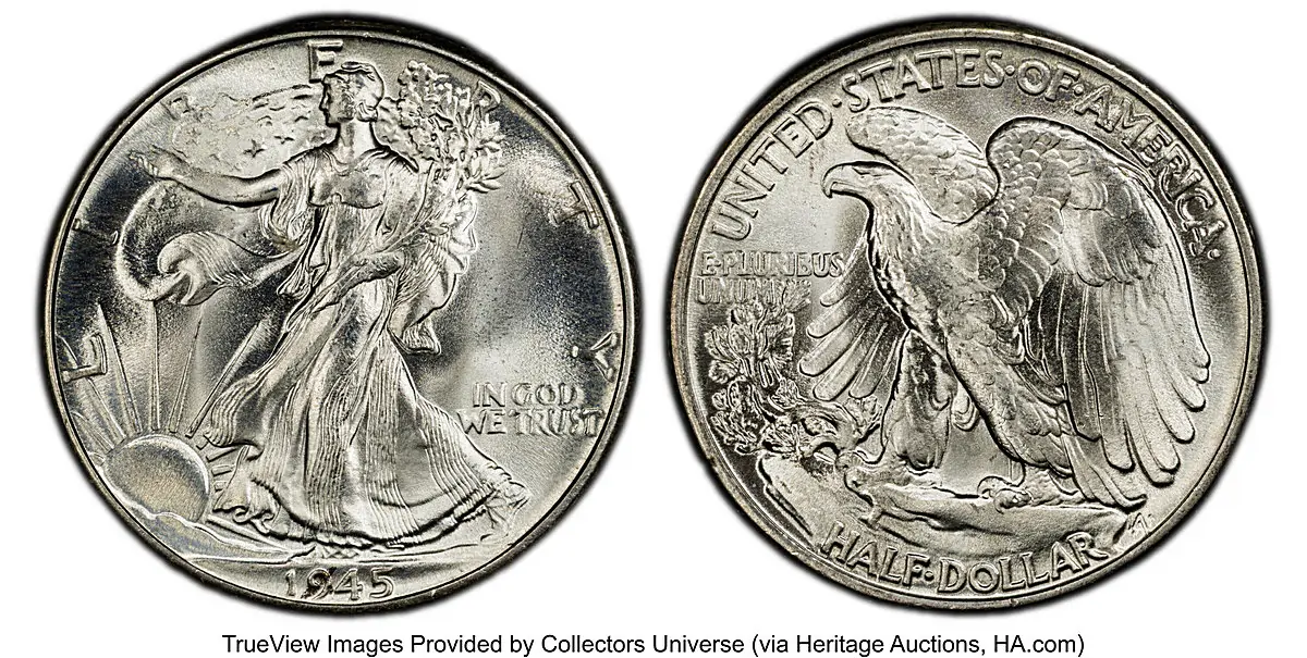 1945 Walking Liberty Half Dollar, MS-67 PCGS CAC