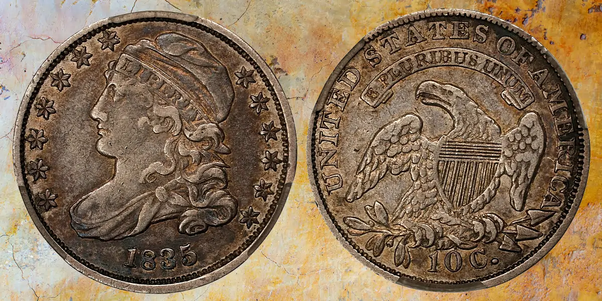 1835 Capped Bust Dime, JR-1, XF-45 CACG