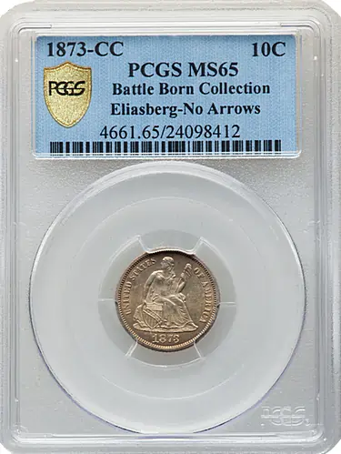 The Unique 1873-CC Liberty Seated Dime. No Arrows. MS-65 (PCGS)