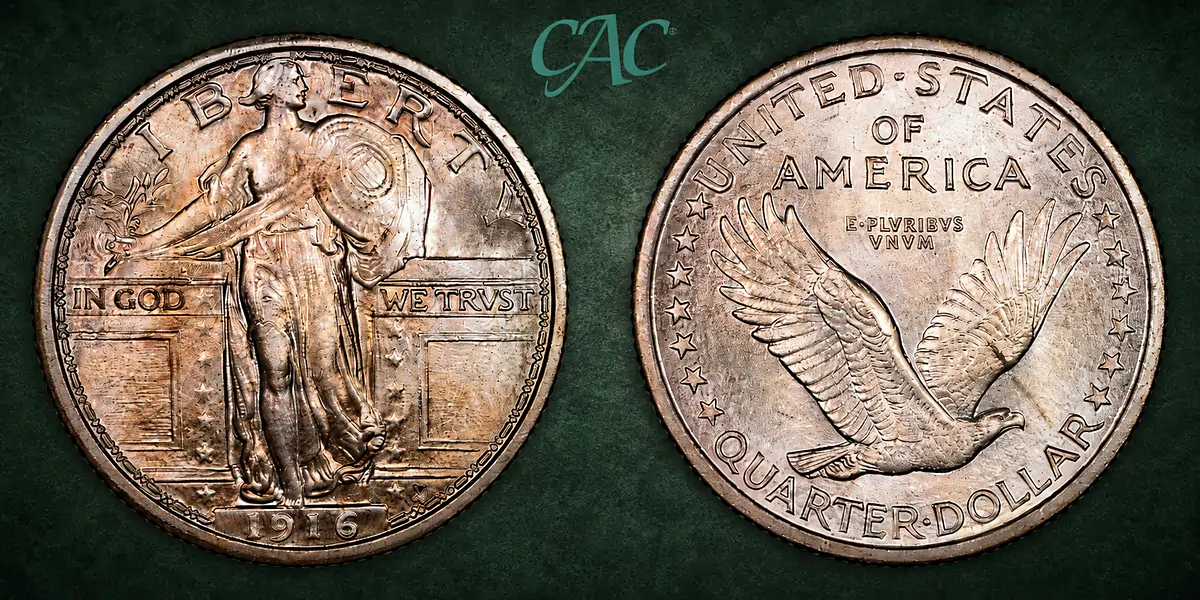1916 Standing Liberty Quarter. MS-64 FH (CACG).