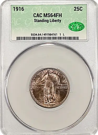 1916 Standing Liberty Quarter. MS-64 FH (CACG).