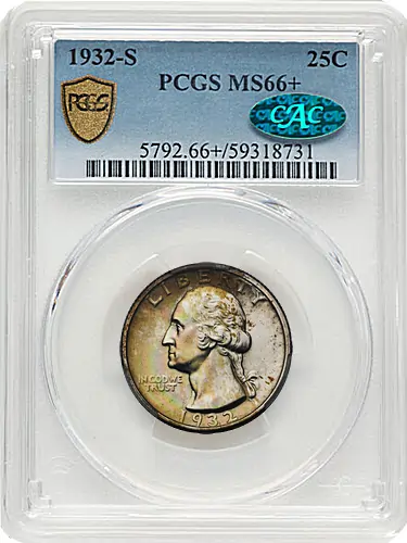 1932-S 25C MS66+ PCGS. CAC