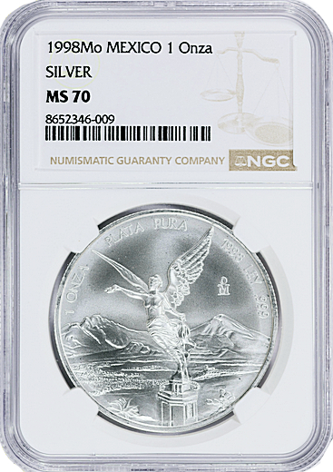 1998-Mo Silver Onza Libertad NGC MS-70