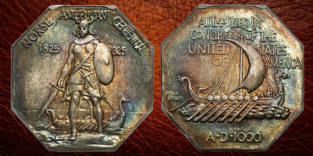 Nordvang Triple Gain 【ほぼ未使用/レア】 1925 Norse-American Medal: The Coin Congress Rejected