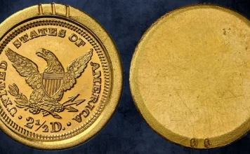 Counterfeit 1859 $2½ Liberty Gold Proof Reverse Die Trial Uniface - Judd # A-1859-8