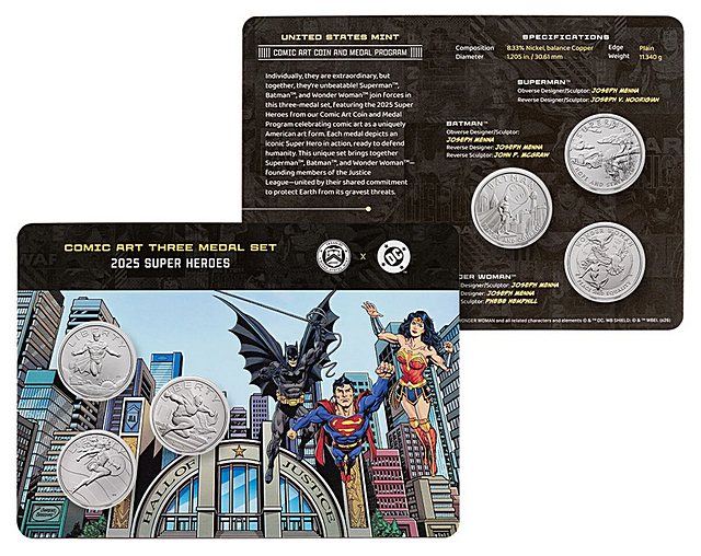 Comic Art Three Medal Set, 2025 Super Heroes