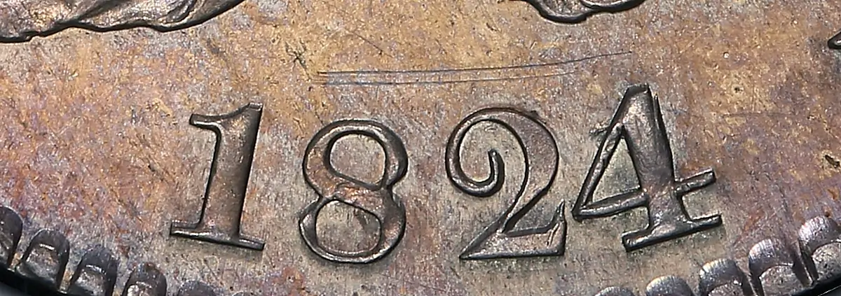1824/1 Half Dollar Overdate Detail