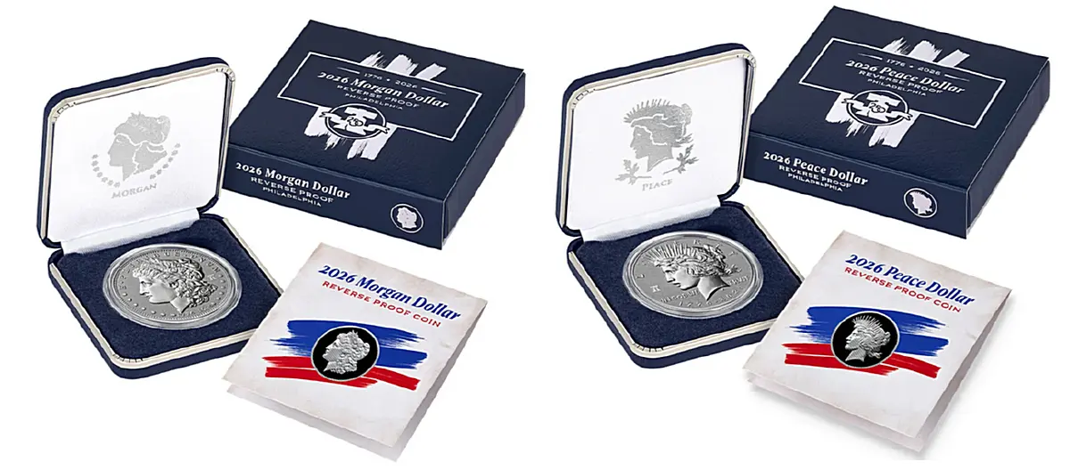 2026 Morgan and Peace Dollar Reverse Proof Packaging