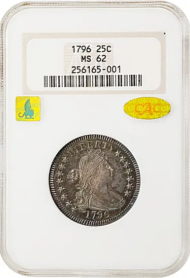 1796 Draped Bust Quarter. B-2. Rarity-3. MS-62 (NGC). Gold CAC.