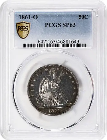 1861-O Liberty Seated Half Dollar. State of Louisiana Issue. JD-1, W-01. Rarity-8. Specimen-63 (PCGS).