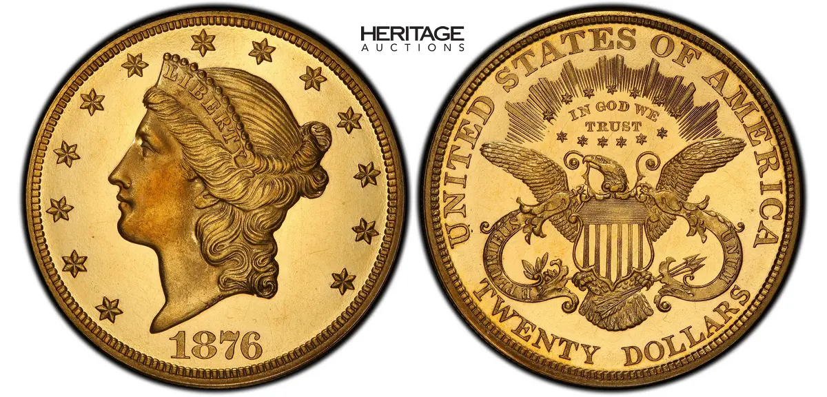 1876 $20 Liberty Double Eagle, Judd-1490, Pollock-1643, Unique, PR64+ Cameo PCGS. CAC