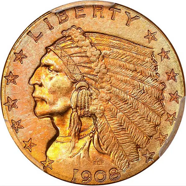 1908 Indian Quarter Eagle. MS-67 (PCGS)