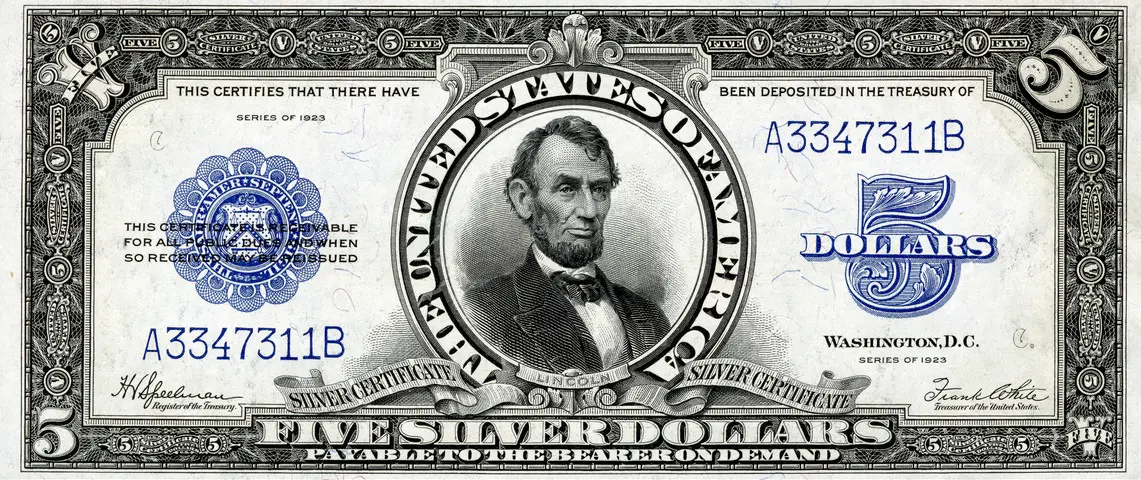 1923 Lincoln Porthole $5 Silver Certificate