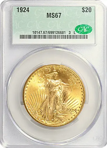 1924 Saint-Gaudens Gold Double Eagle CACG MS-67