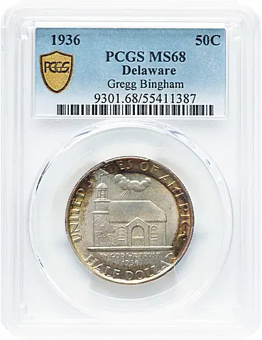 1936 50C Delaware MS68 PCGS