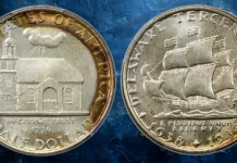 1936 50C Delaware MS68 PCGS.