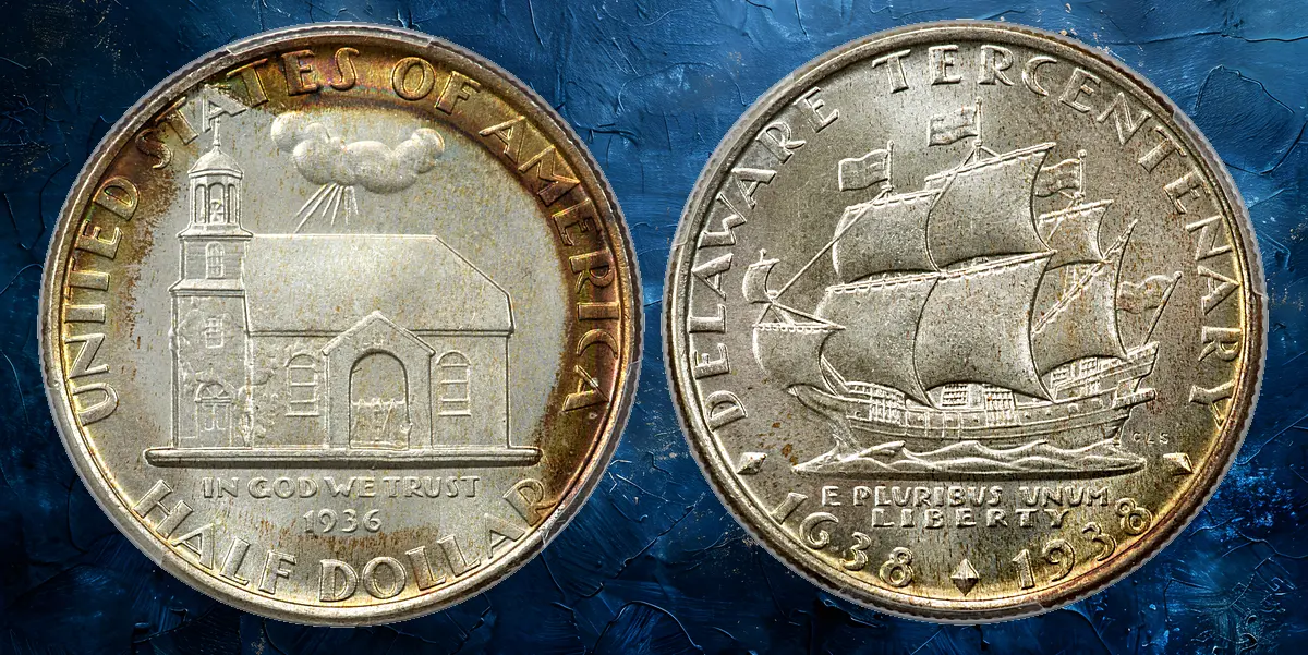 1936 50C Delaware MS68 PCGS.