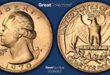 Mint Error: "Gold Washington Quarter" 1970-S Washington Quarter Overstruck on 1898 Gold Liberty Half Eagle