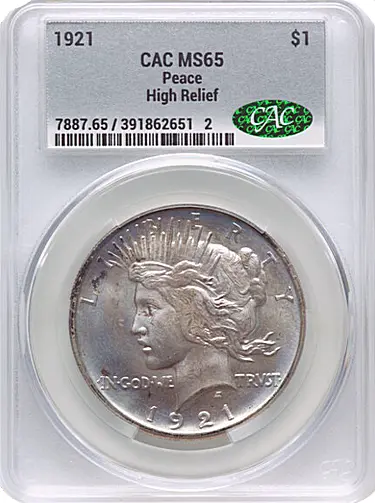1921 $1 MS65 CACG