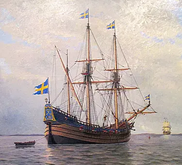 1922 painting of the Kalmar Nyckel by Jacob Hägg 