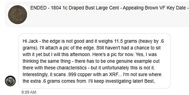 Edge of the subject 1804 Large Cent