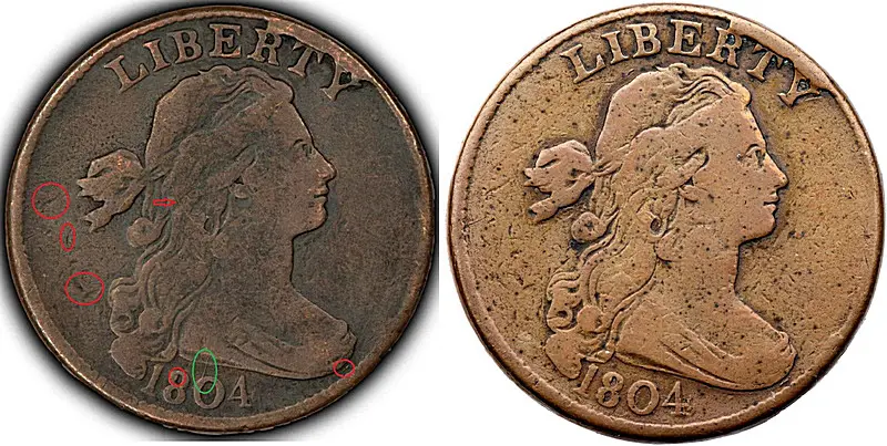 Subject example at left; Young’s reference example at right