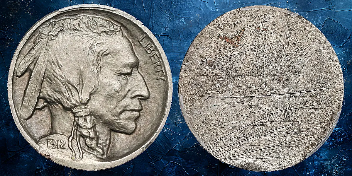 1912 Pattern Buffalo Nickels. Uniface Obverse Electrotrials. Design by James Earle Fraser. MS-64 (PCGS).