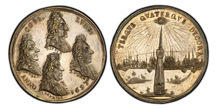 GERMAN STATES. Lubeck. 1697 AR Medal. PCGS MS61