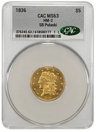 1936 $half Eagle CACG MS-63 from the SB Pulaski Shipwreck