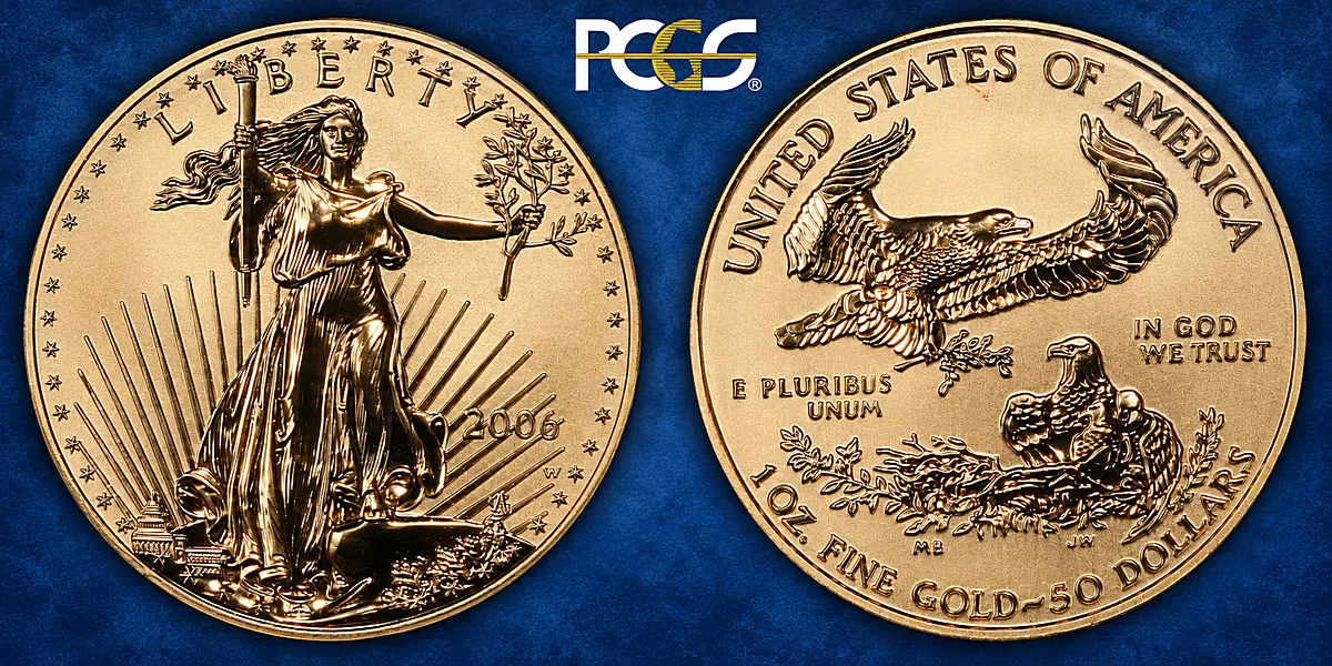 2006-W $50 One-Ounce Gold American Eagle 20th Anniversary Reverse Proof First Strike PCGS Proof